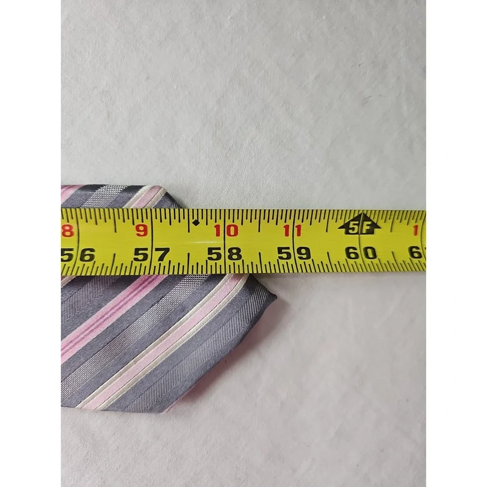Michael Kors 100% Silk Striped Men's Tie Gray Pink Office Preppy